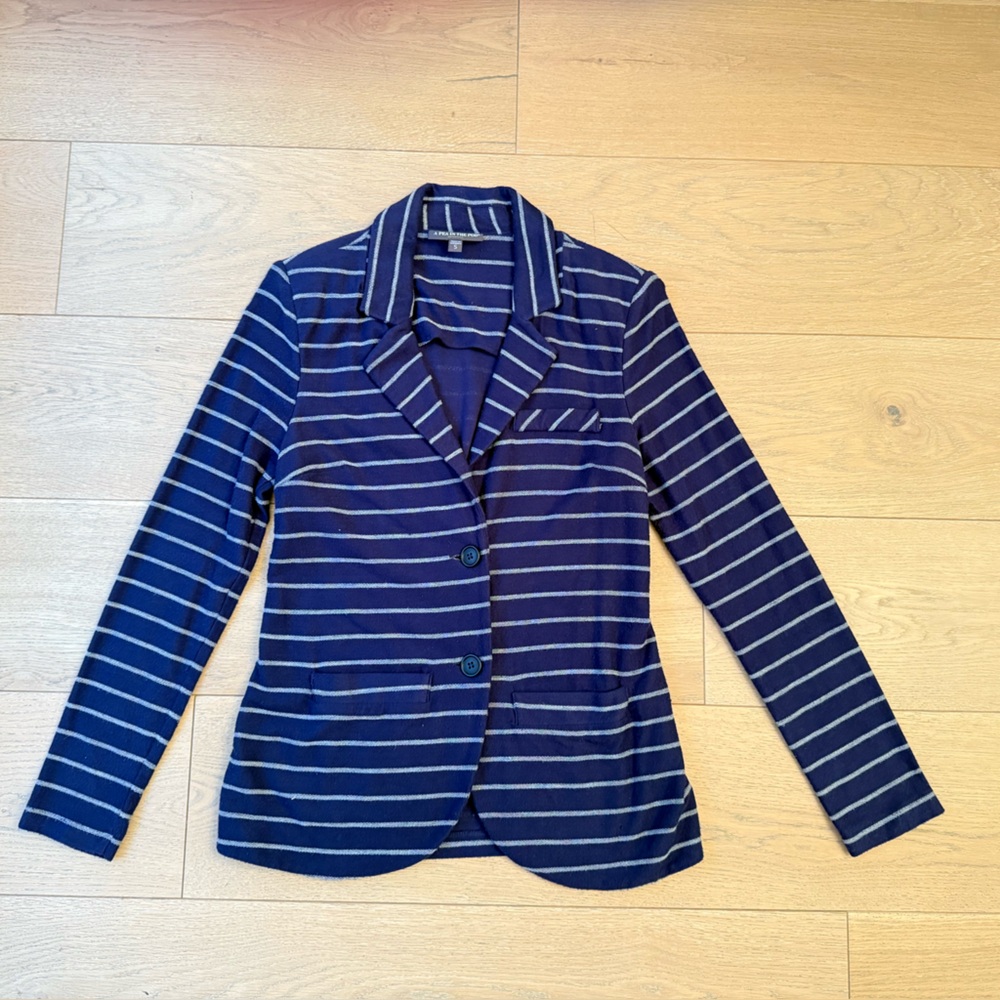 A Pea in the Pod Maternity Navy and Cream Striped Jacket